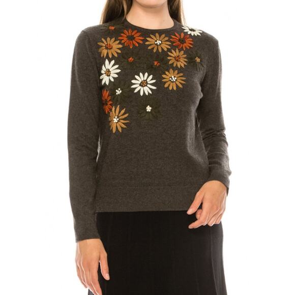 YAL New York Gerbera Western Cottage Daisy Woman Knit Sweater Size Small - Picture 1 of 10